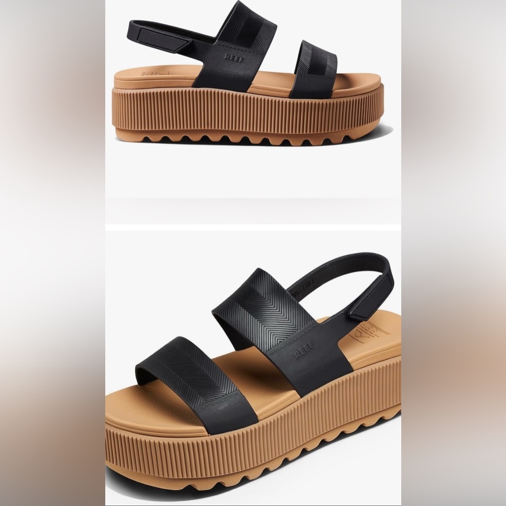 Reef Black and Brown Platform Sandals